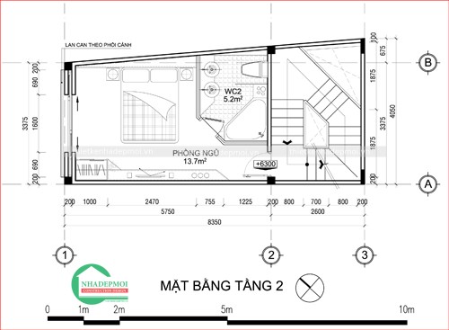 Mẫu nhà phố 1 trệt 3 lầu sân thượng