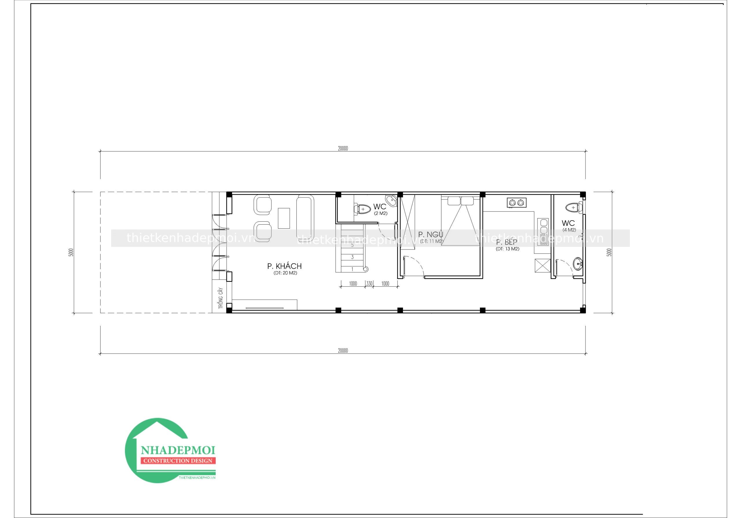 Mẫu nhà phố hiện đại 1 trệt 2 lầu
