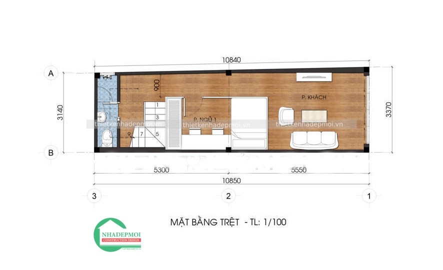 Mẫu nhà phố tân cổ điển 1 trệt 3 lầu sân thượng