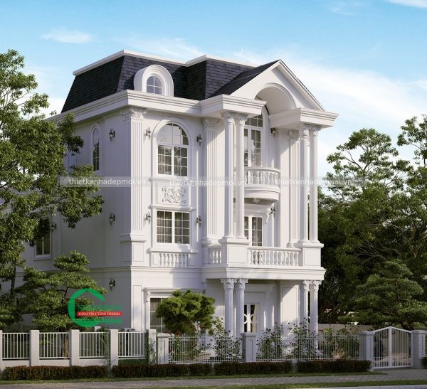 Thiết kế biệt thự tân cổ điển 3 tầng hài hòa trong từng đường nét