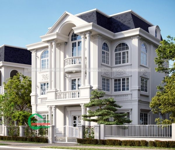 Thiết kế biệt thự tân cổ điển 3 tầng hài hòa trong từng đường nét
