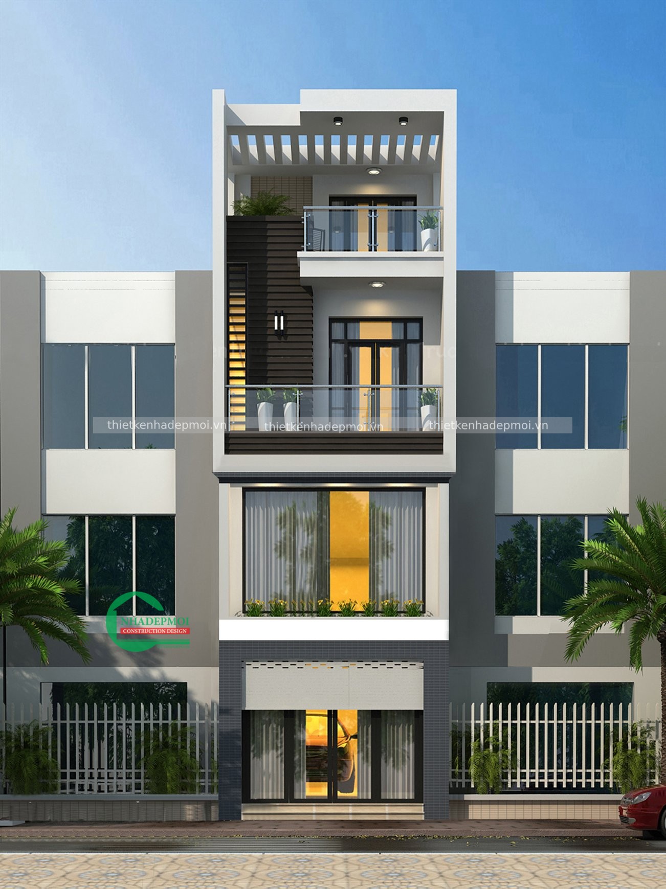Mẫu nhà phố hiện đại 4 tầng sang trọng