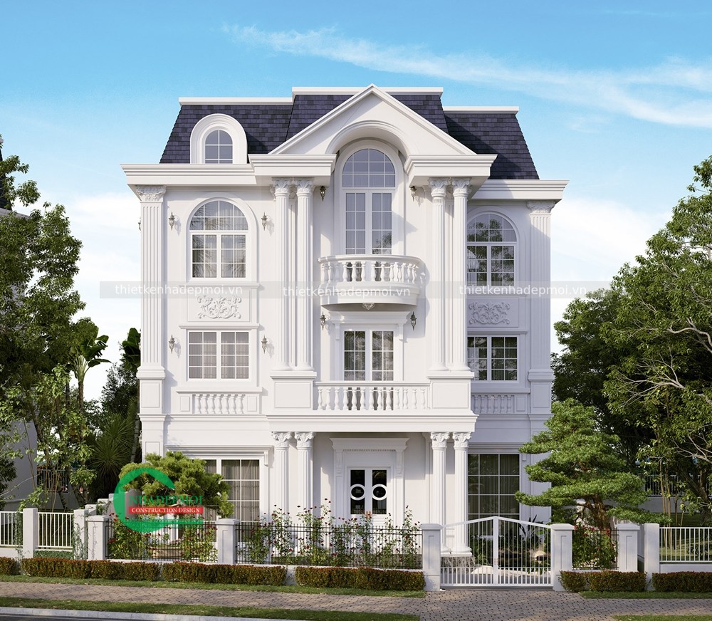 Thiết kế biệt thự tân cổ điển 3 tầng hài hòa trong từng đường nét