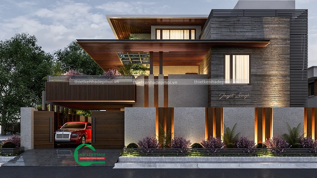 Biệt thự mái bằng hiện đại 3 tầng