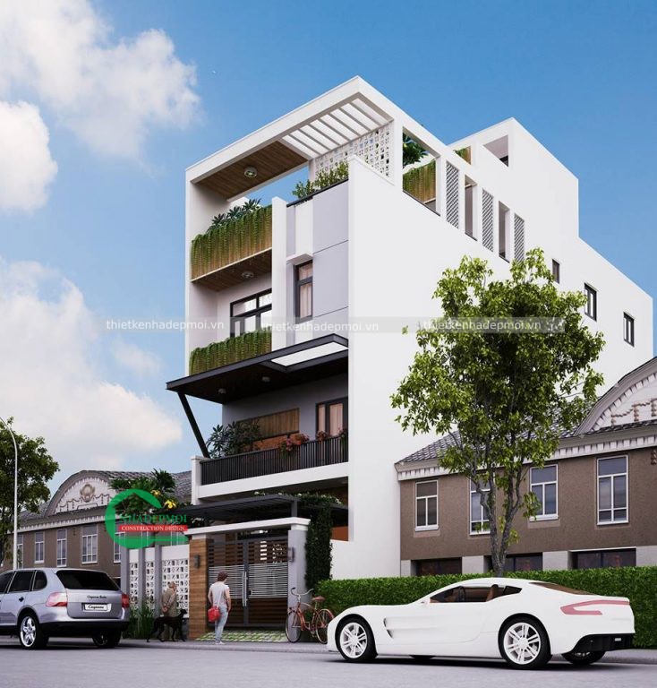 mẫu nhà phố đẹp 4 tầng