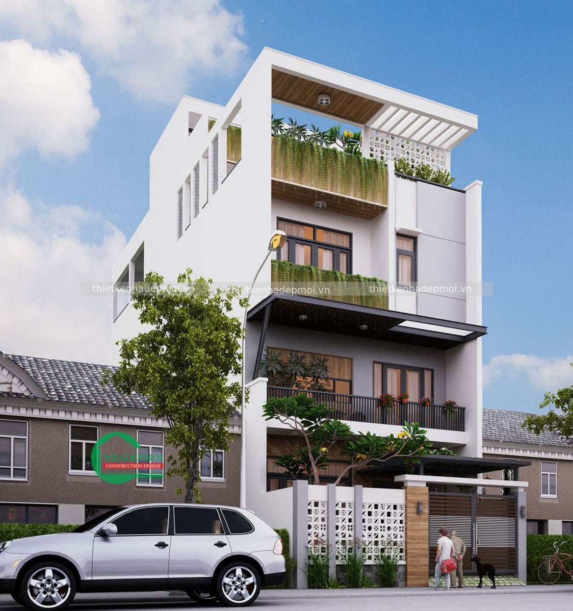 mẫu nhà phố đẹp 4 tầng