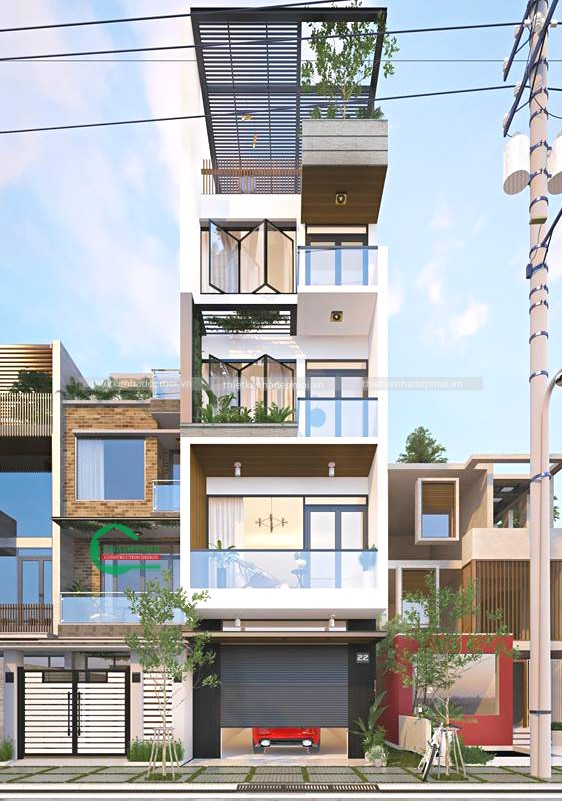 Mẫu nhà phố đẹp 5 tầng hiện đại công năng vượt trội