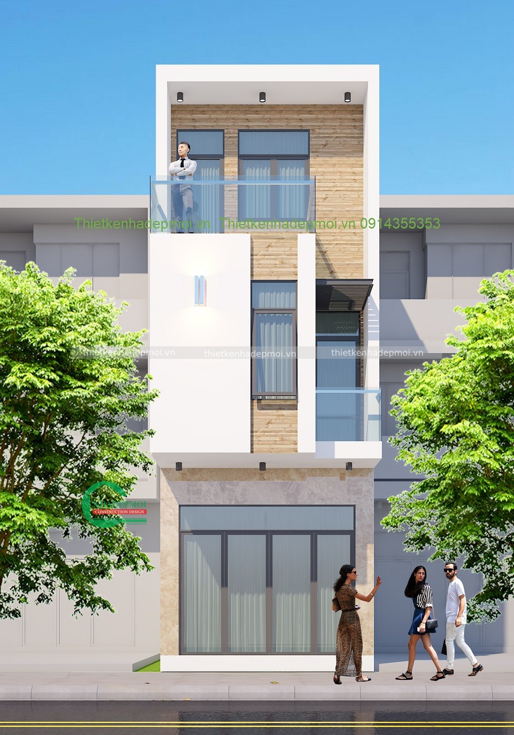 mẫu nhà phố đẹp 3 tầng