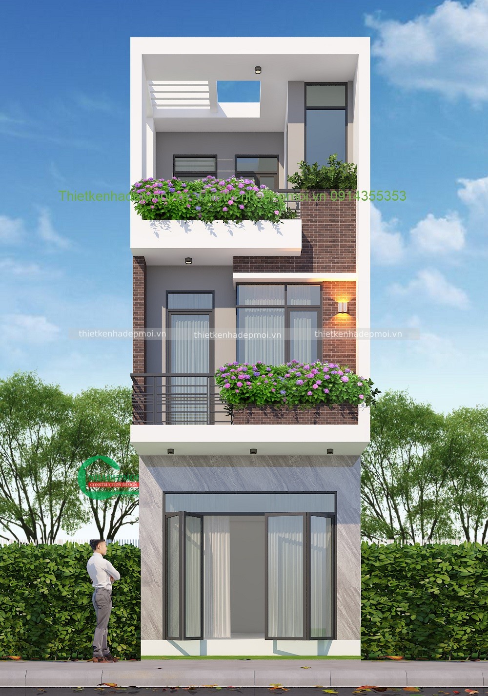 Mẫu nhà phố hiện đại 3 tầng đơn giản, ấn tượng