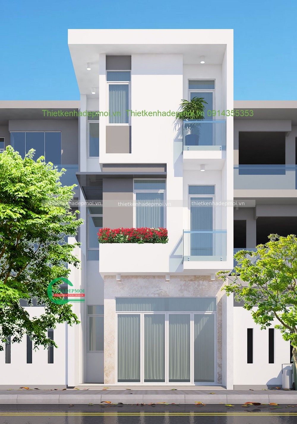 Mẫu nhà phố 1 trệt 2 lầu