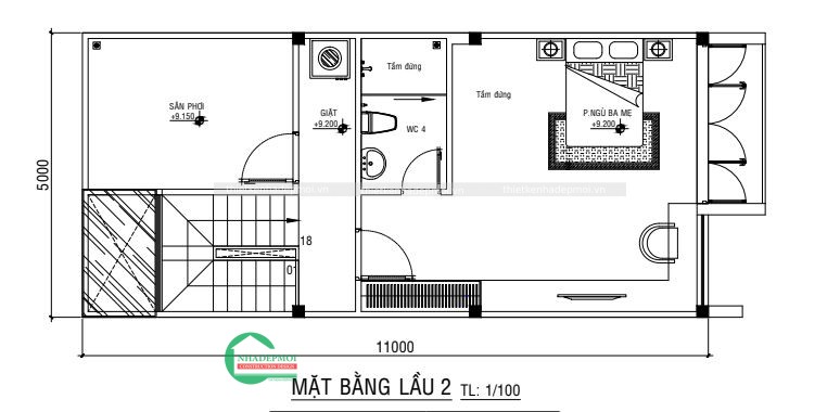 nhà 1 trệt lửng 2 lầu