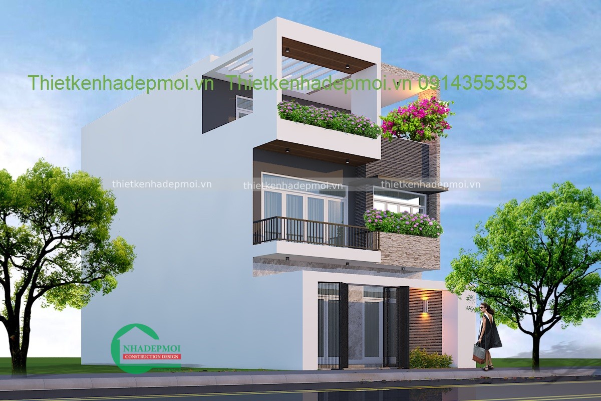 Thiết kế biệt thự hiện đại 1 trệt 2 lầu