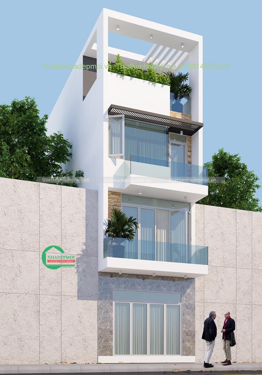 mẫu nhà phố 1 trệt 2 lầu