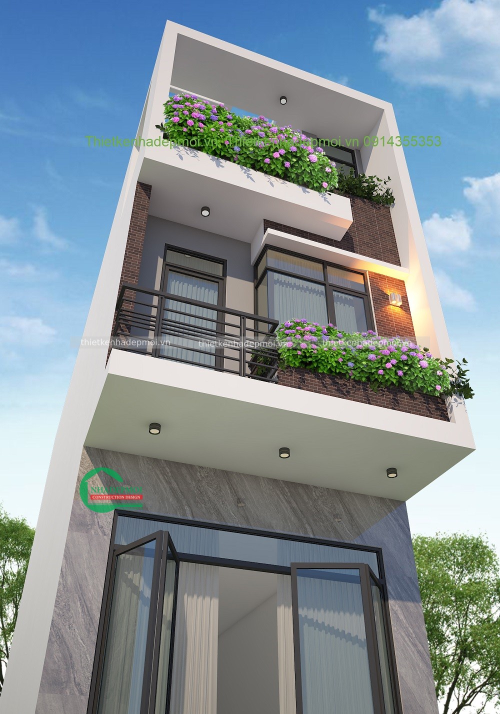 Mẫu nhà phố hiện đại 3 tầng đơn giản, ấn tượng