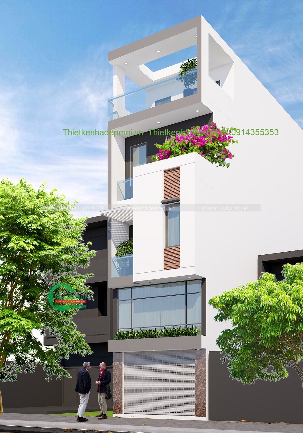Mẫu nhà 1 trệt 1 lửng 2 lầu sân thượng