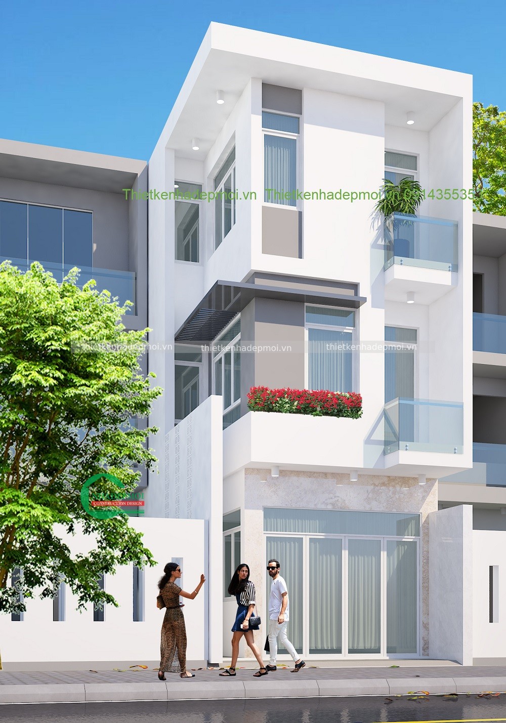Mẫu nhà phố 1 trệt 2 lầu