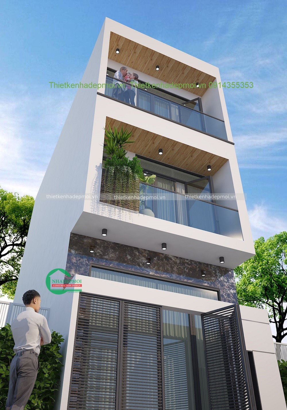 Mẫu nhà phố phong cách hiện đại 3 tầng