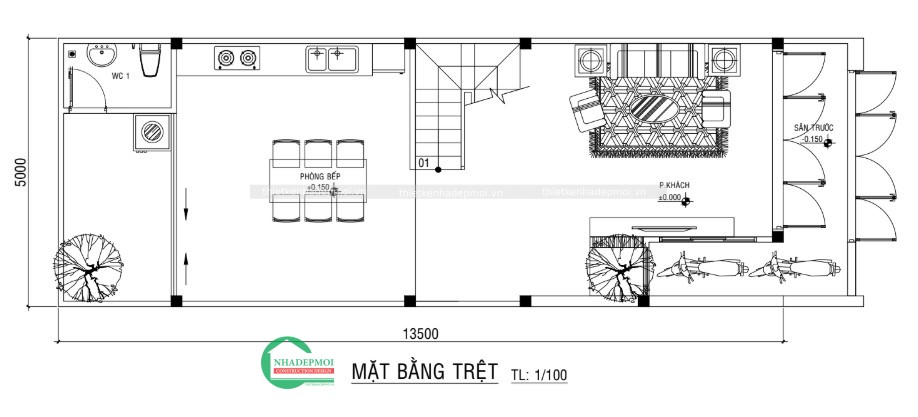 Mặt bằng tầng trệt
