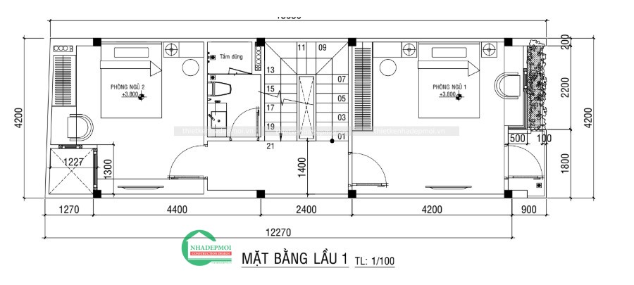 Mẫu nhà phố hiện đại 3 tầng đơn giản, ấn tượng
