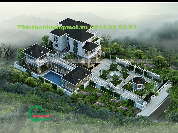 Thiết kế biệt thự sân vườn 3 tầng hiện đại, sang trọng