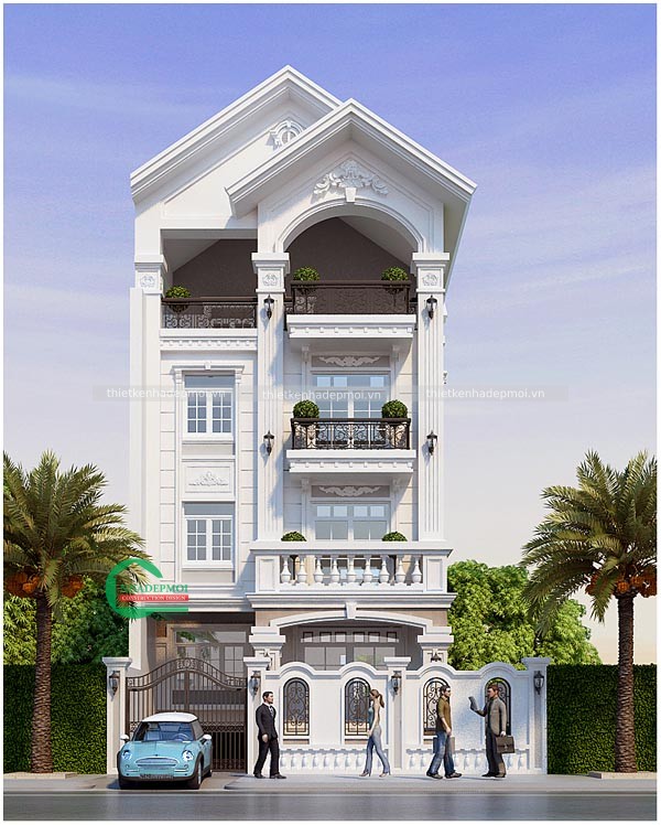 mẫu biệt thự 4 tầng tân cổ điển