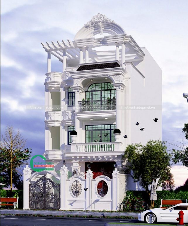 mẫu biệt thự tân cổ điển 3 tầng 1 tum