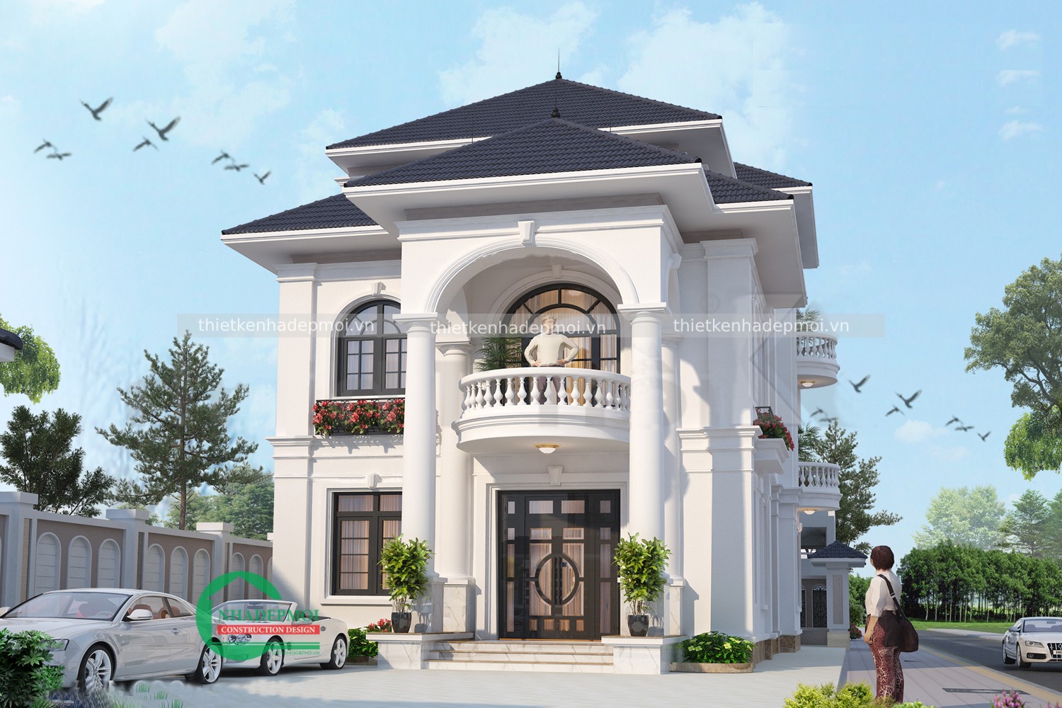 thiết kế biệt thự tân cổ điển 3 tầng