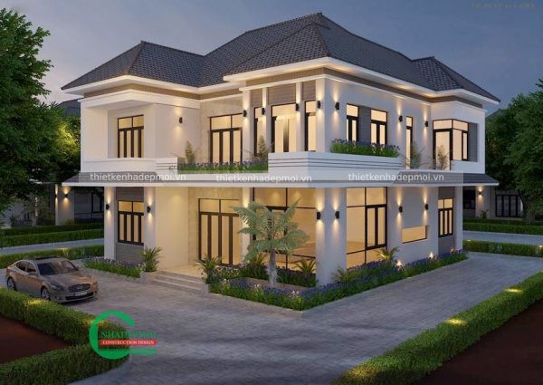 thiết kế biệt thự 2 tầng hiện đại