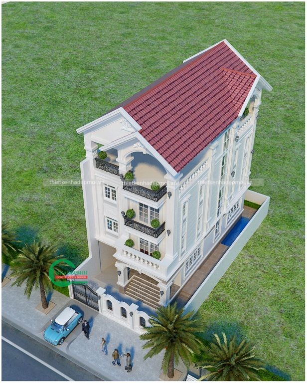 mẫu biệt thự 4 tầng tân cổ điển