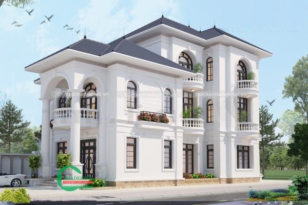 thiết kế biệt thự tân cổ điển 3 tầng