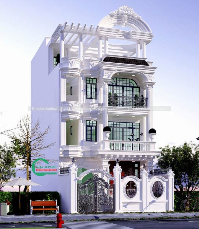 mẫu biệt thự tân cổ điển 3 tầng 1 tum