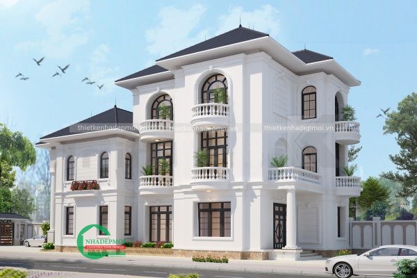 thiết kế biệt thự tân cổ điển 3 tầng