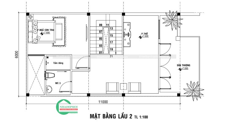 Thiết kế nhà phố 1 trệt 2 lầu theo phong cách đương đại