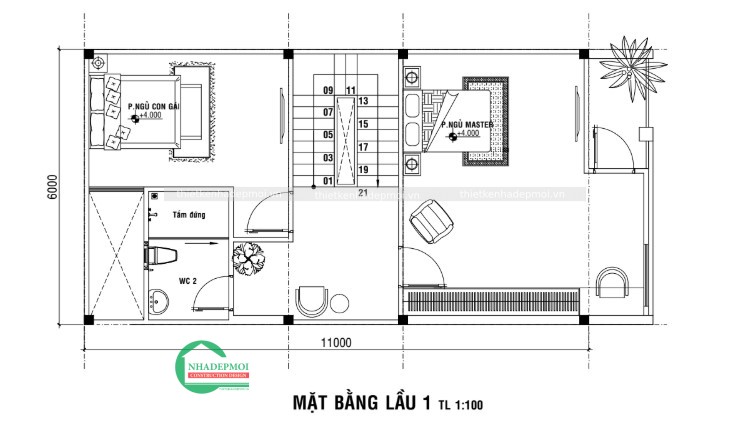 Thiết kế nhà phố 1 trệt 2 lầu theo phong cách đương đại