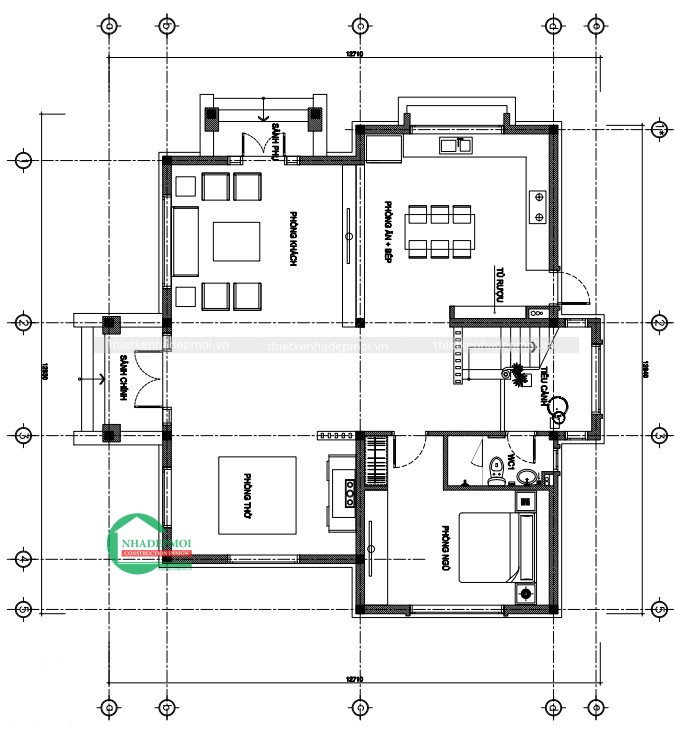 Thiết kế biệt thự 2 tầng hiện đại mái thái