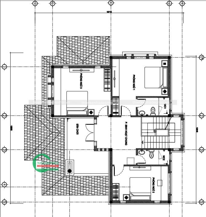 Thiết kế biệt thự 2 tầng hiện đại mái thái