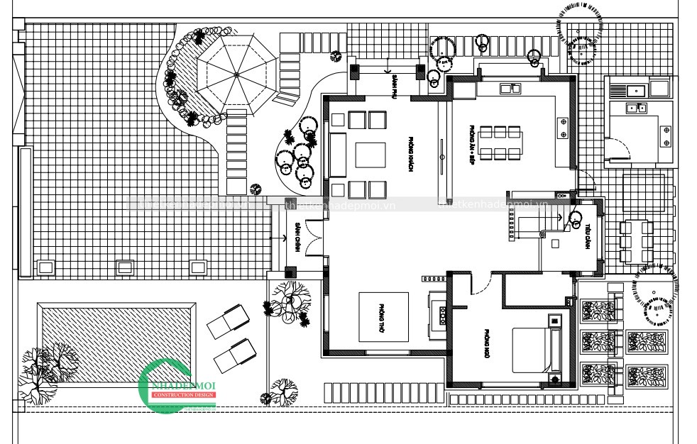 Thiết kế biệt thự 2 tầng hiện đại mái thái