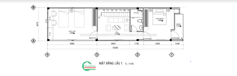 mẫu nhà phố 1 trệt 1 lầu