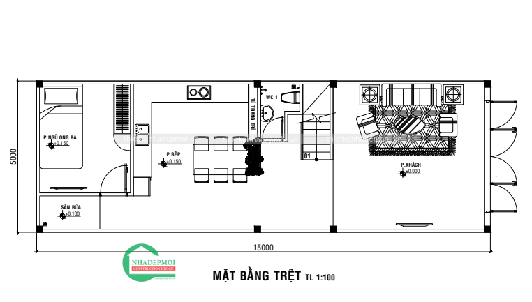 Mẫu nhà phố 1 trệt 2 lầu - gia đình chị duyên quận 7
