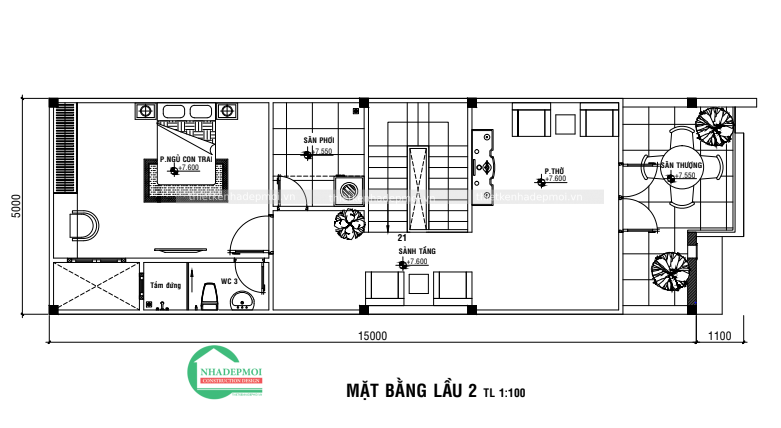 Mẫu nhà phố 1 trệt 2 lầu - gia đình chị duyên quận 7