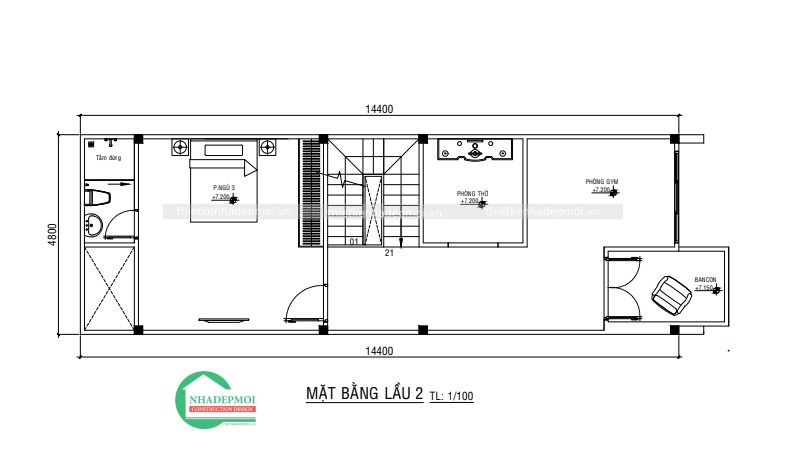 Mẫu nhà phố đẹp 1 trệt 2 lầu-3
