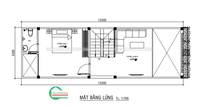 Mẫu nhà phố hiện đại 1 trệt 1 lửng 1 lầu