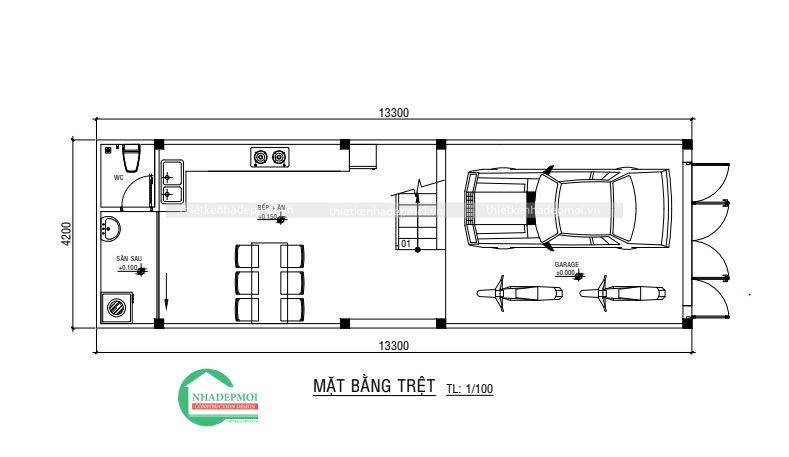 Mẫu nhà phố hiện đại 1 trệt 1 lửng 1 lầu
