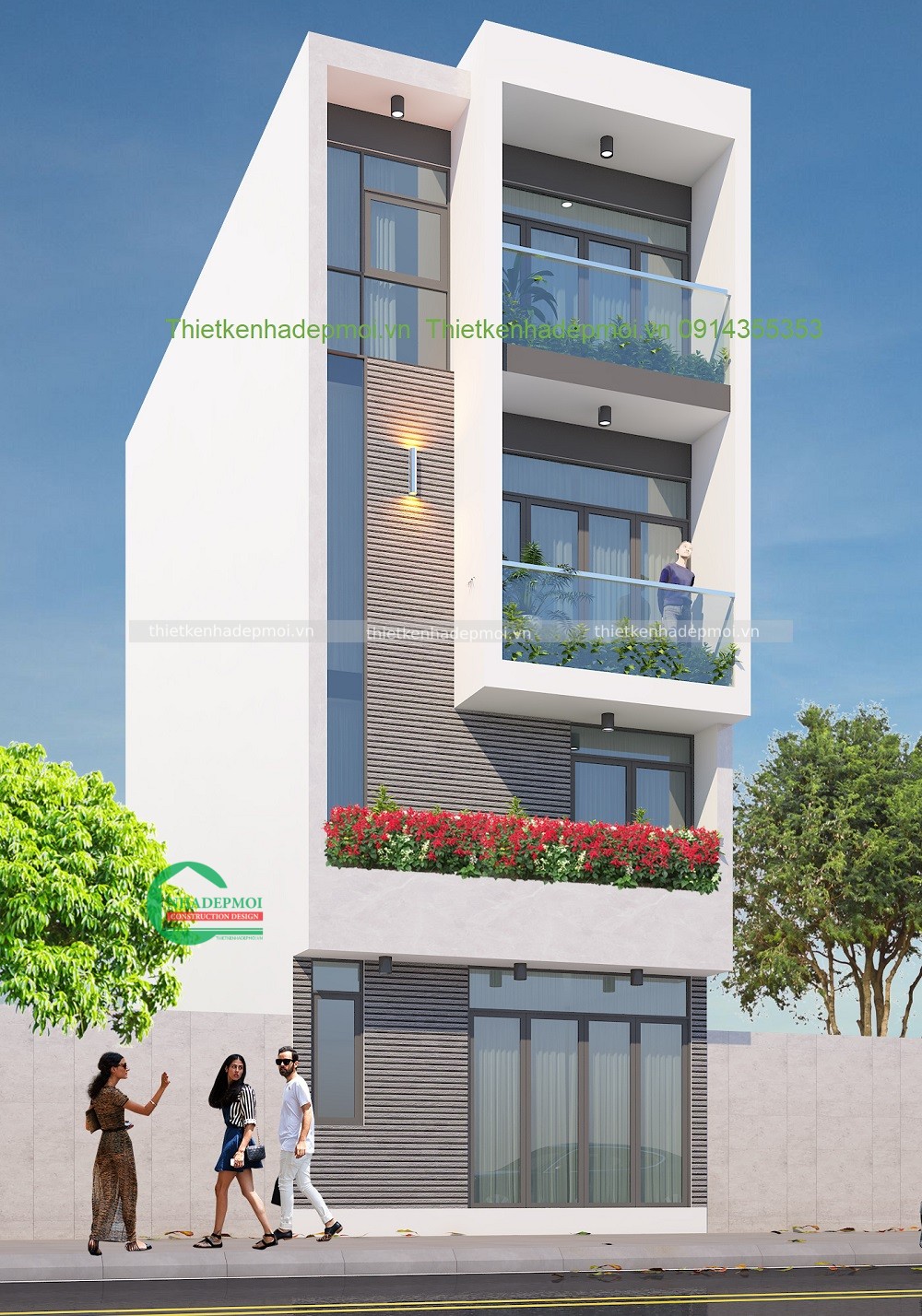 01. Thiết kế nhà 1 trệt lững 2 lầu hiện đại sang trọng