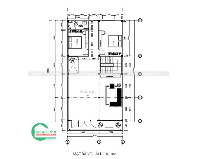 Thiết kế biệt thự hiện đại 1 trệt 2 lầu