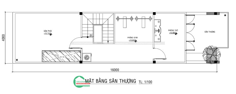 Mẫu nhà 1 trệt 1 lửng 2 lầu sân thượng