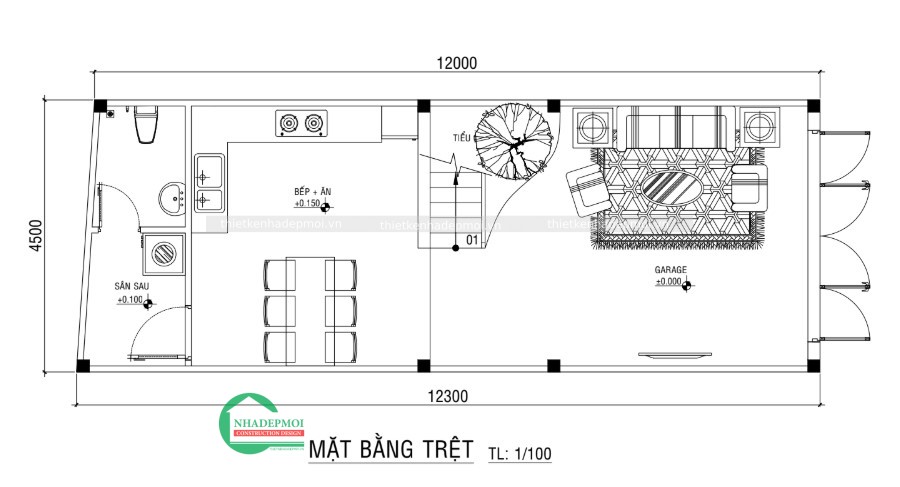 Mẫu nhà phố hiện đại 1 trệt 2 lầu phong cách hiện đại
