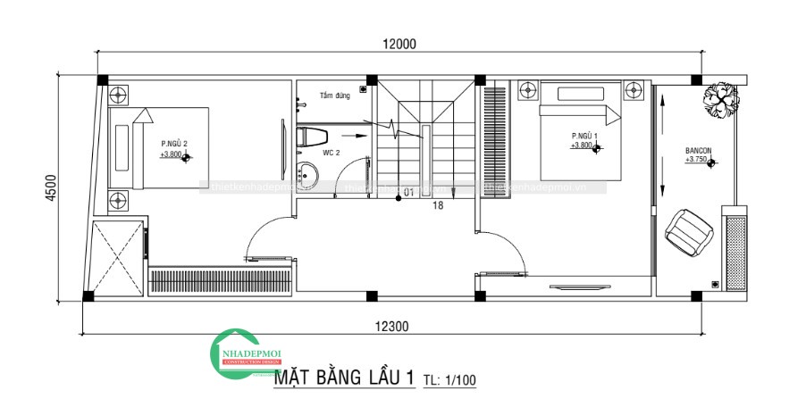 Mẫu nhà phố hiện đại 1 trệt 2 lầu phong cách hiện đại