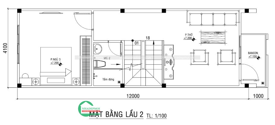 Mặt bằng lầu 2
