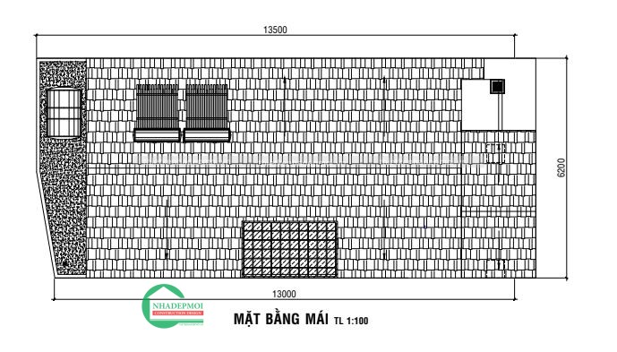Mẫu nhà đẹp 1 trệt 2 lầu mái ngói